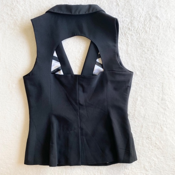 VTG BEBE Vest Waist-Coat w/ Back-keyhole Design Black - Picture 2 of 15